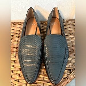 Sarto black snake skin loafers. Size 10.